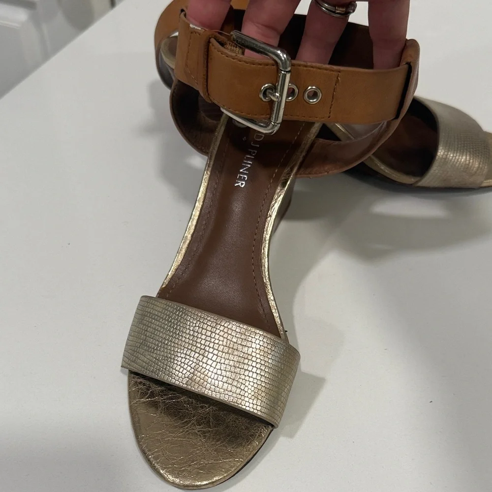 Donald J. Pliner Metallic and Tan Sandals